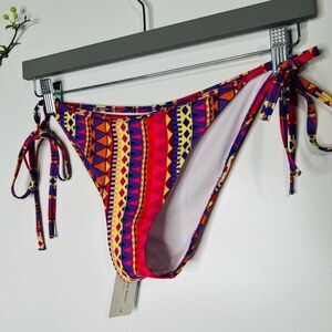 Cupshe Geometric Shapes Multicolor Red Yellow Orange Purple String Bikini Bottom